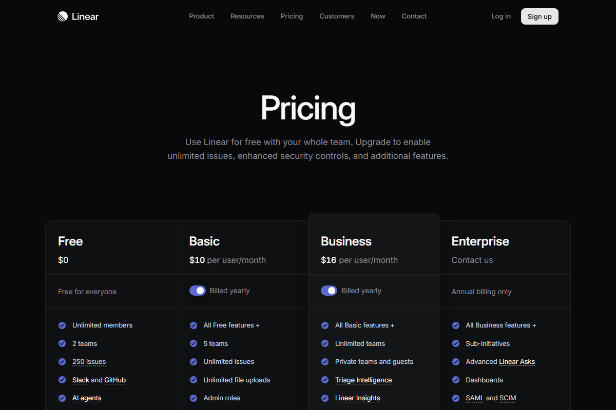 Linear Pricing Page December 2025
