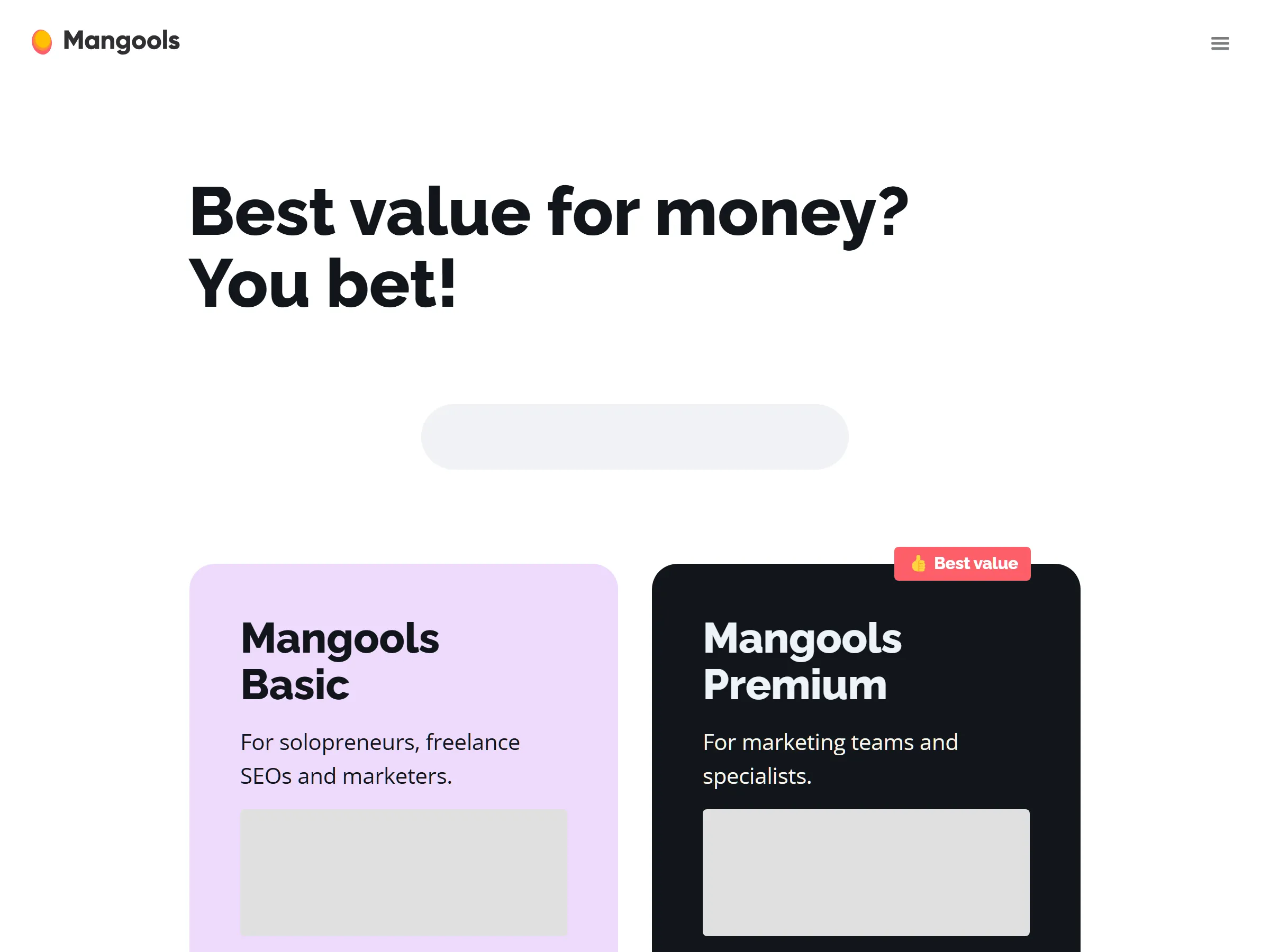 Mangools pricing page showing Entry, Premium, and Agency plans