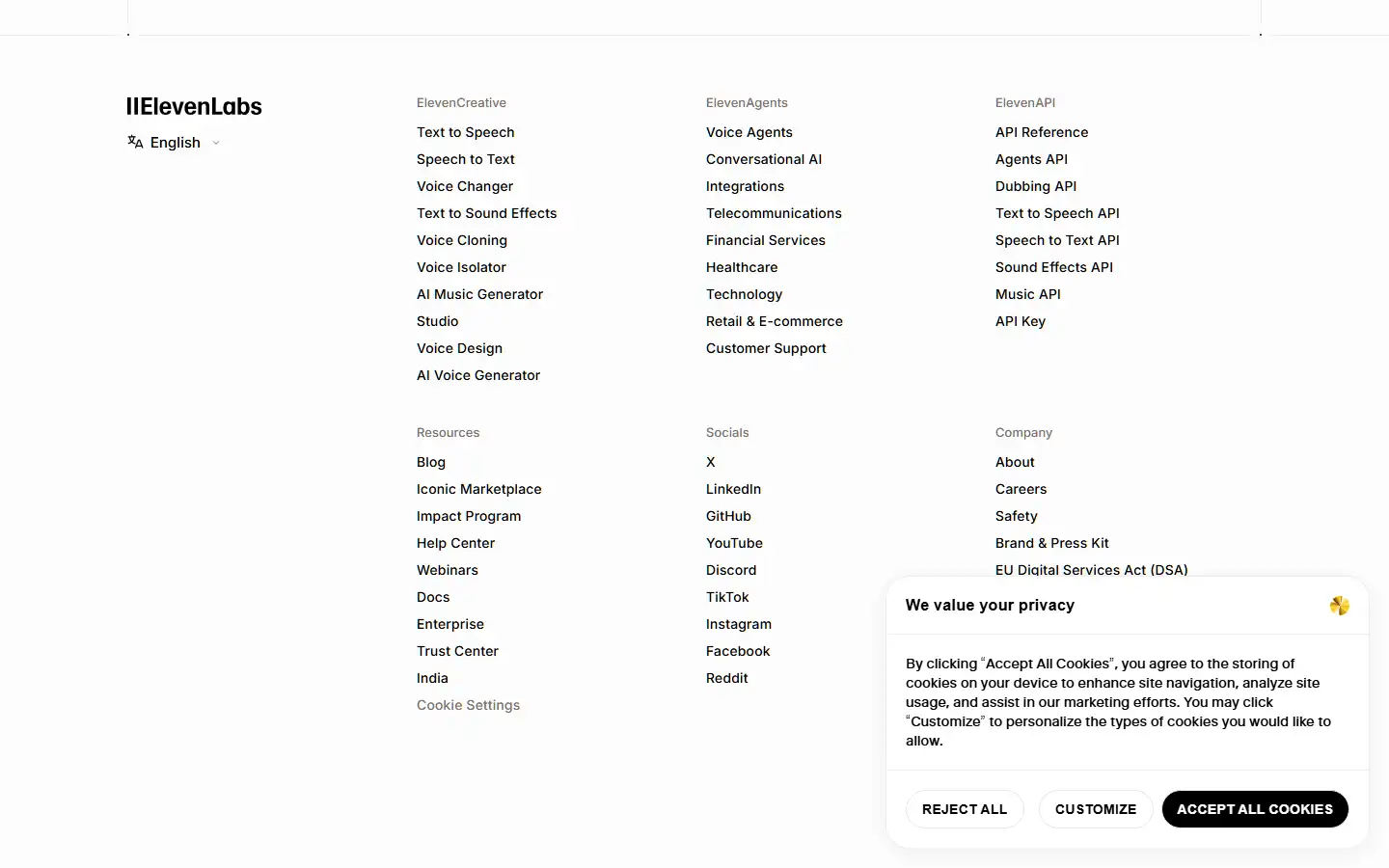 ElevenLabs community voice library with thousands of AI-generated voices across categories and languages