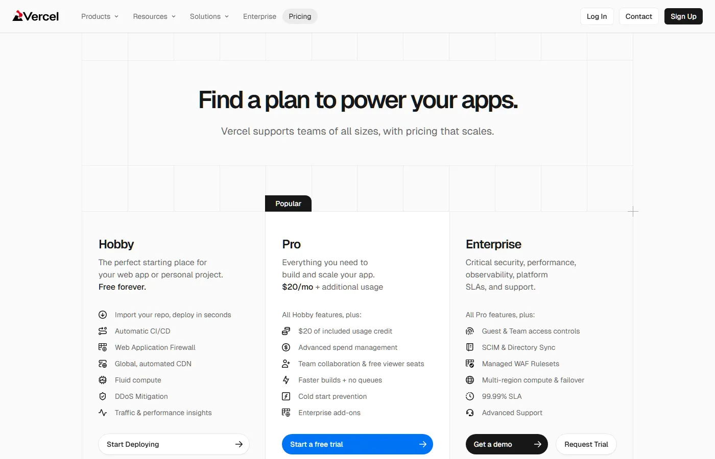 Vercel Pricing Page December 2025