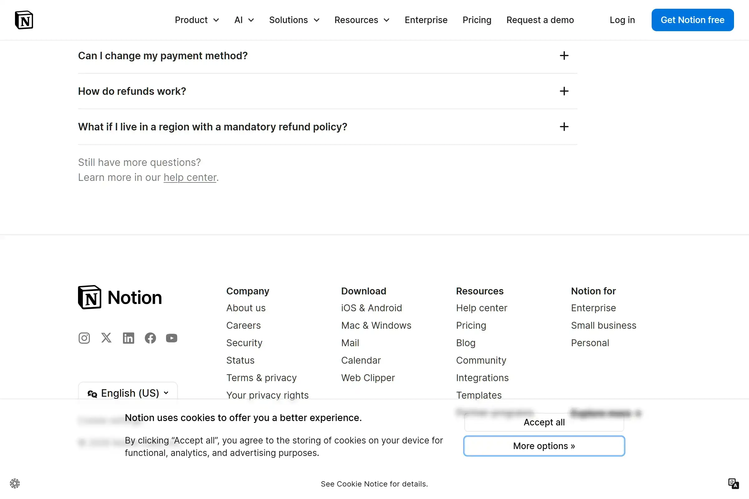Notion Plus plan pricing and features showing $10/user/month with unlimited uploads and guests