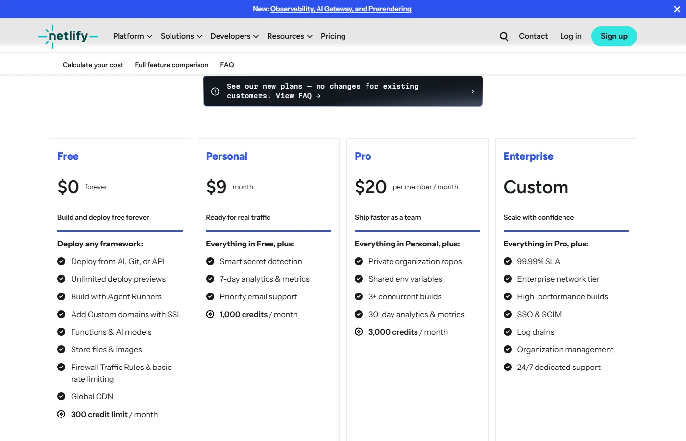 Netlify Pricing Page December 2025